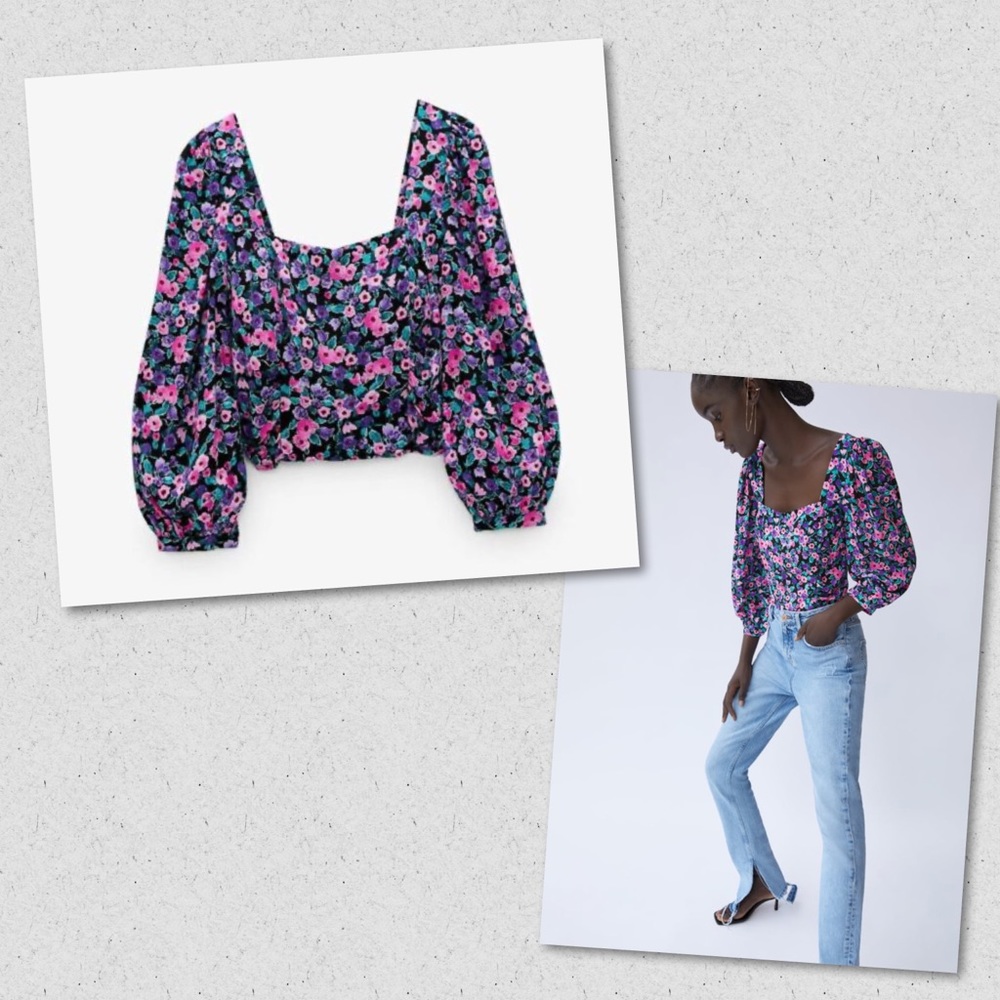 Zara Print Crop Top Multicolored